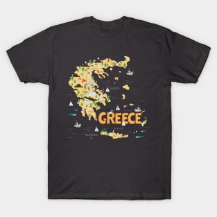 Greece Illustrated Map T-Shirt